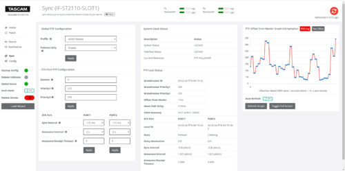 Tascam IF-ST2110 – Sync screen